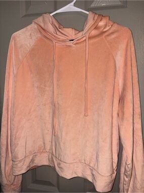 Charlotte Russe Peach Velvet Drawstring Hoodie